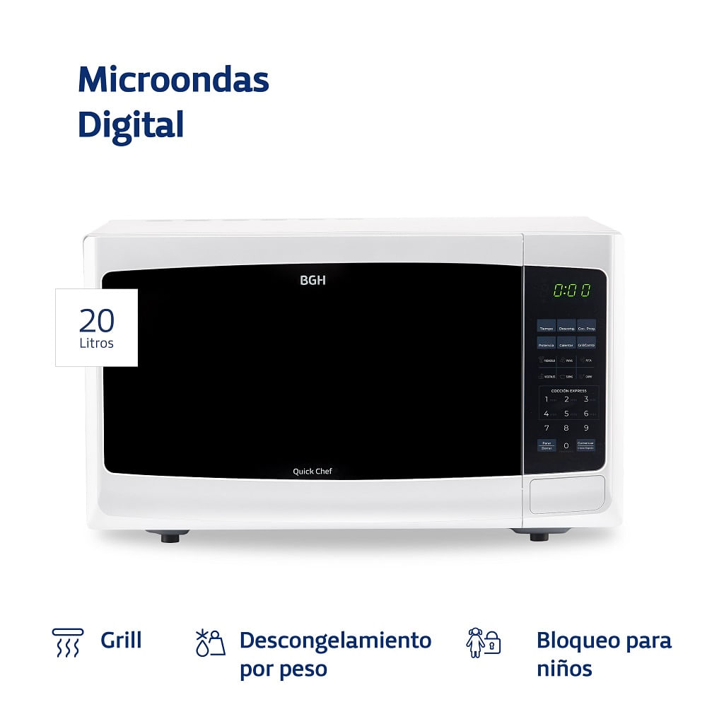 Microondas Bgh Quickchef Digital Blanco 20l Outlet B