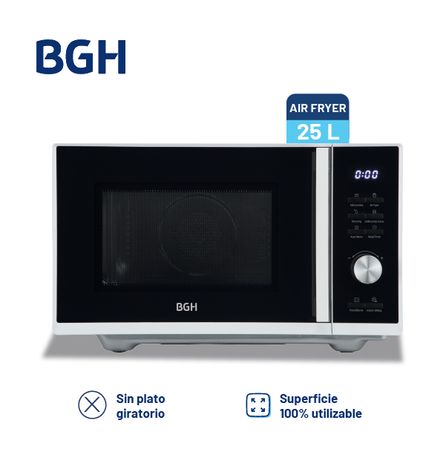 Microondas BGH Digital con airfryer Blanco 25L