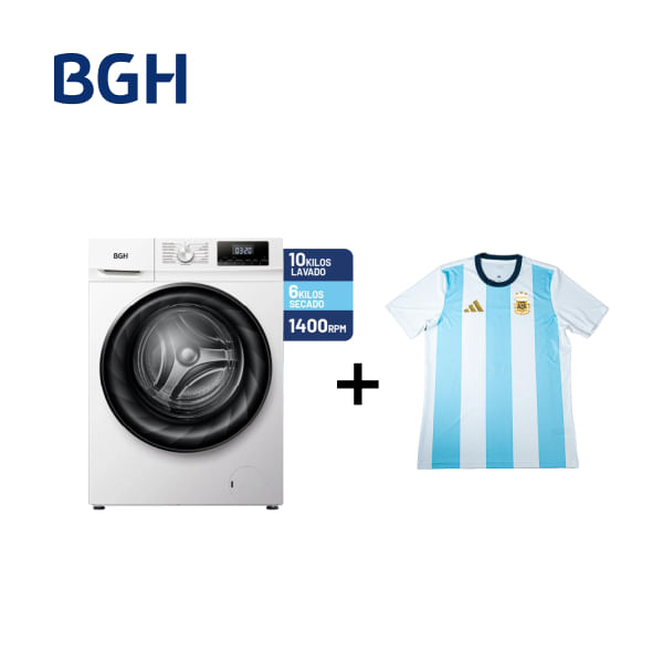 Combo Lavasecarropas BGH Inverter 10kg + Camiseta BGH adidas Talle M
