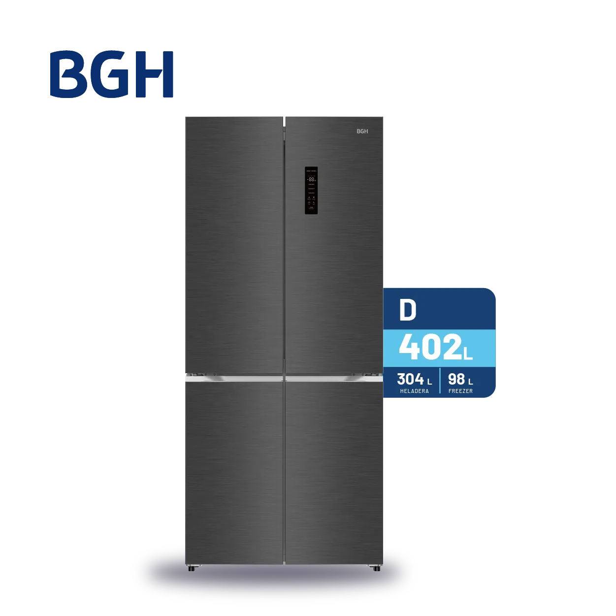 Heladera BGH Multidoor No Frost Dual Inverter Dark Inox 402L