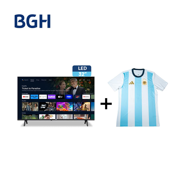 Combo Smart TV BGH HD 32" Android TV + Camiseta BGH adidas Talle L