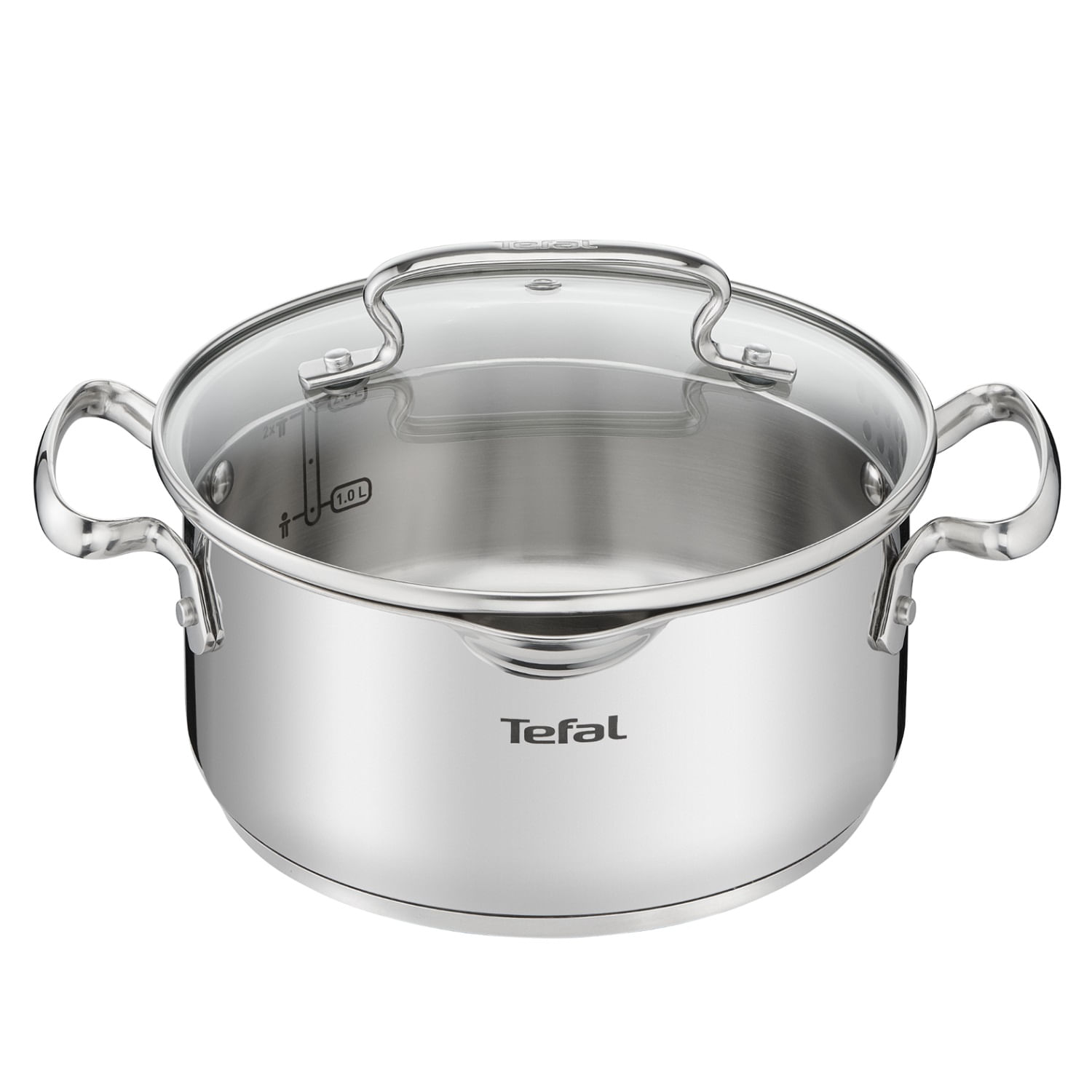 Olla Tefal Duetto+ 20 cm Acero Inoxidable con Tapa de Vidrio