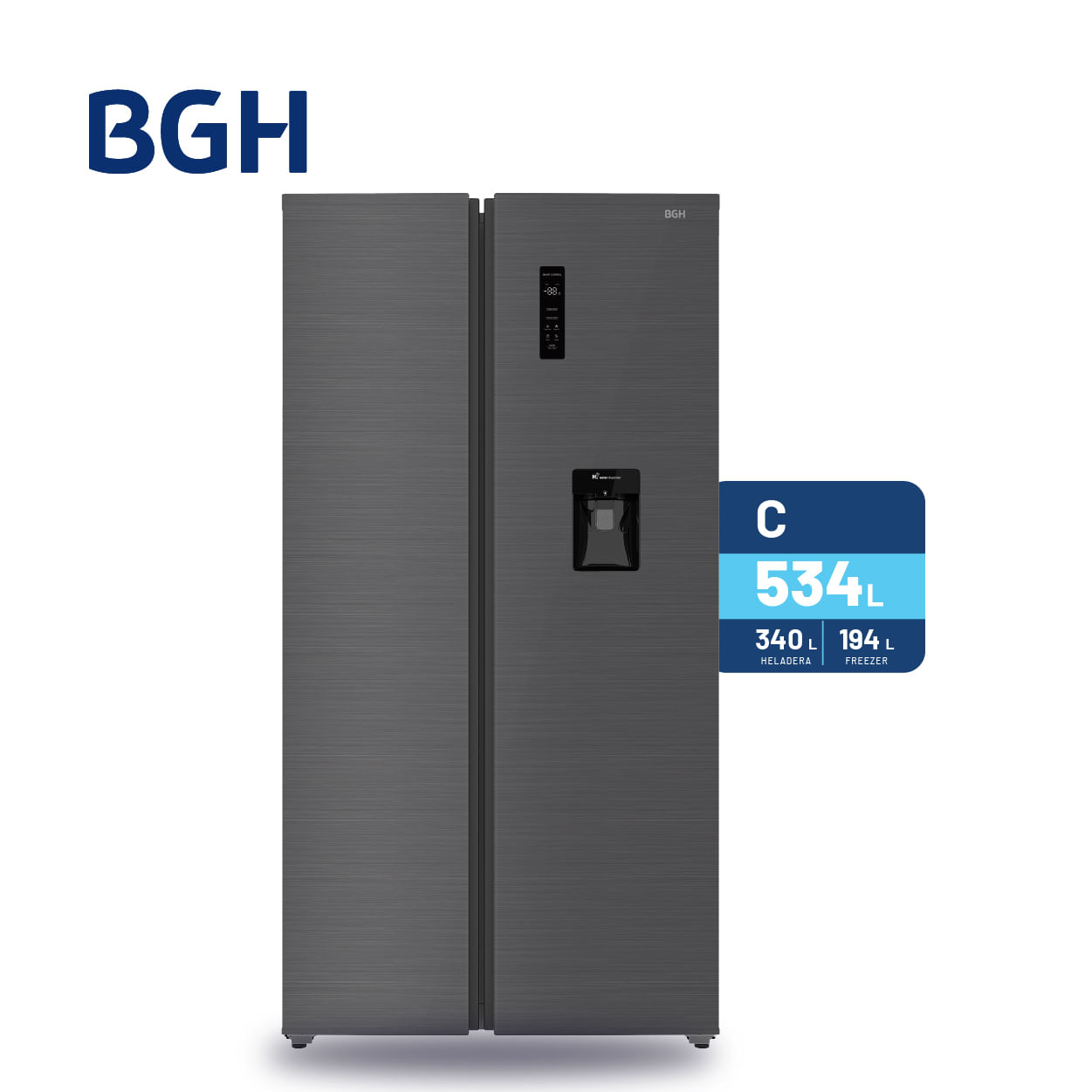 Heladera BGH Side By Side No Frost Inverter Dark Inox 534L OUTLET B