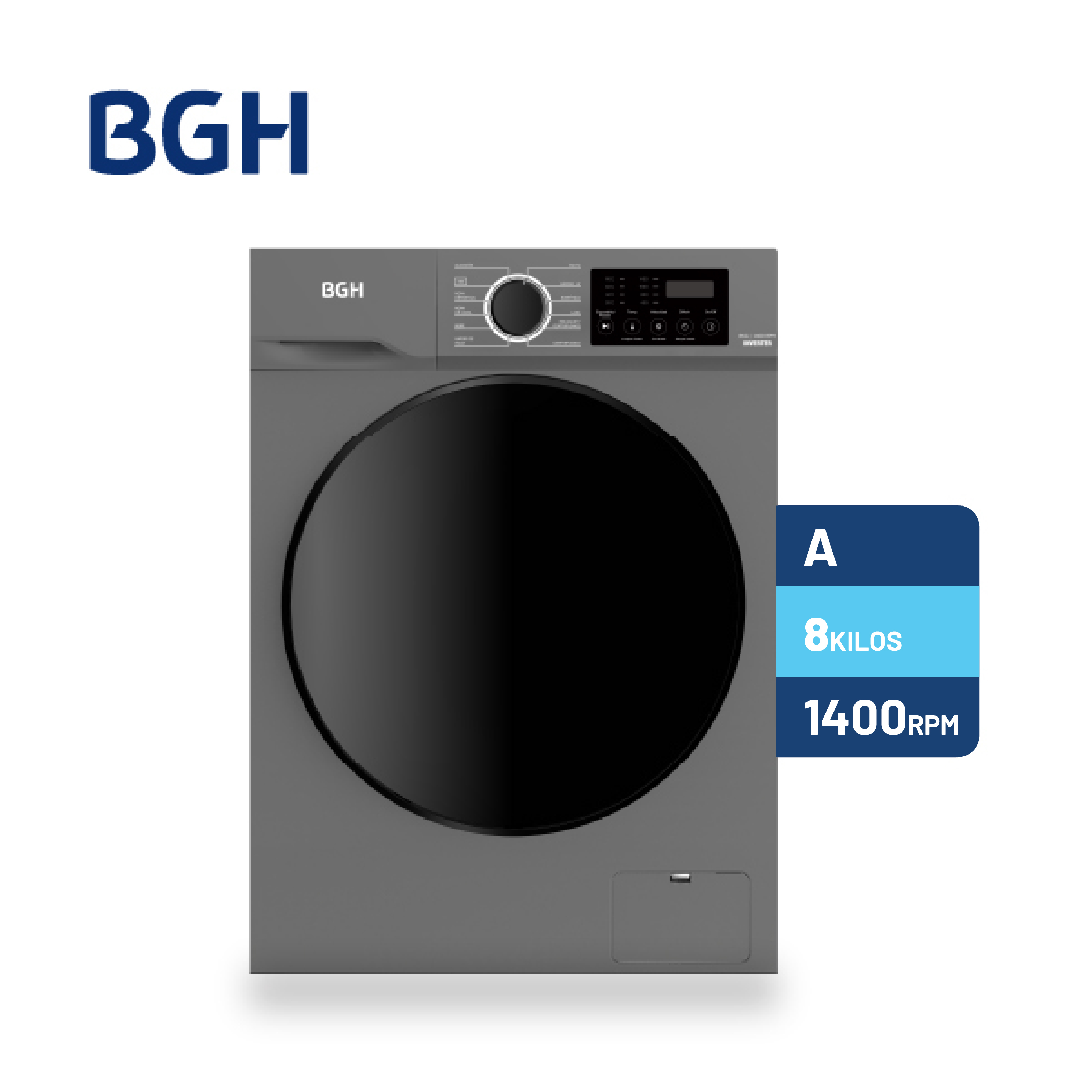 Lavarropas BGH Inverter Carga Frontal Silver 8kg