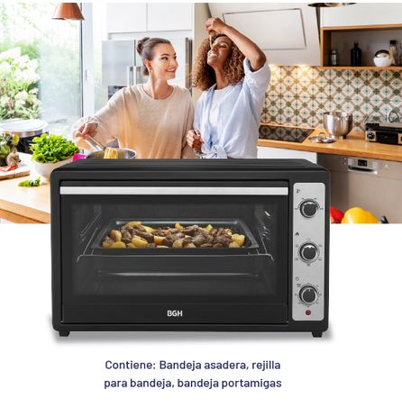 Horno Eléctrico BGH Mecánico Convección Antiadherente Negro 80L