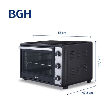 Horno Eléctrico BGH Mecánico Convección Antiadherente Negro 55L