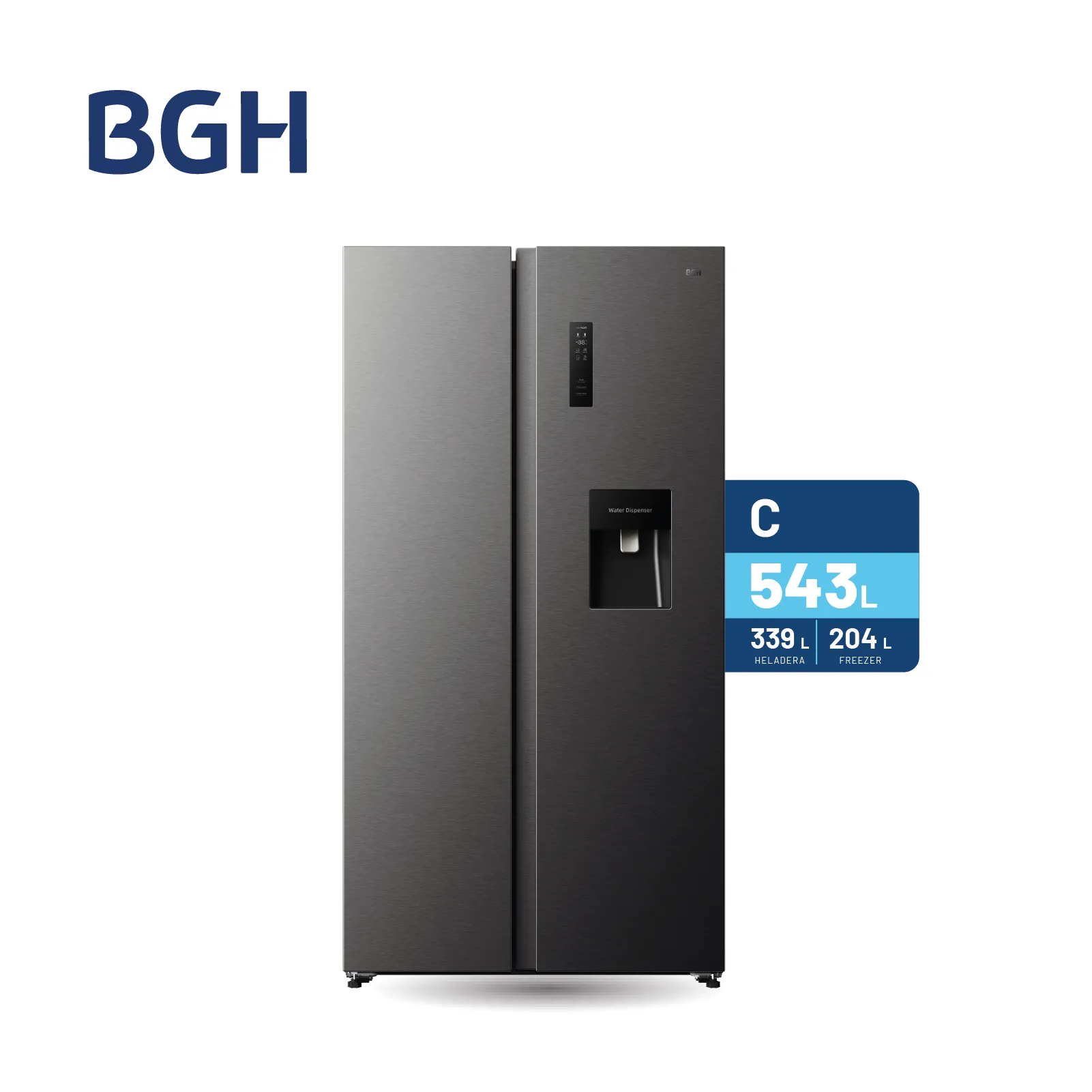 Heladera Bgh Side By Side No Frost Inverter Dark Inox 543l